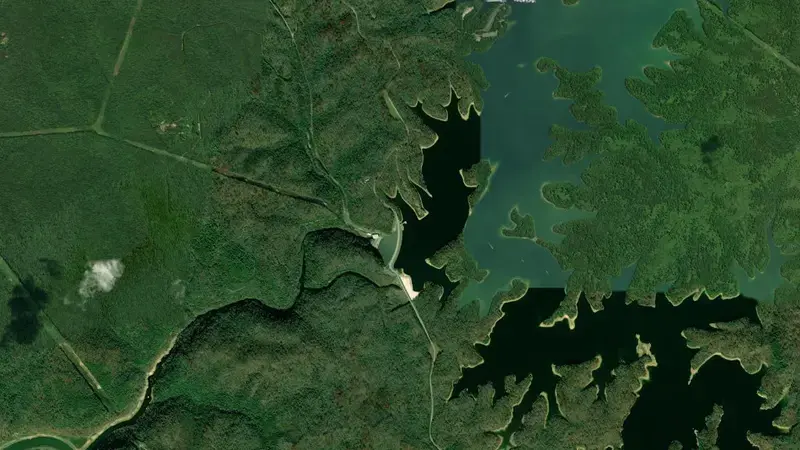 Satellite view of Laurel Dam reservoir, Kentucky, United States