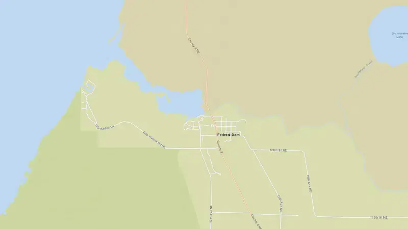 Road map of Leech Lake Dam reservoir, Minnesota, United States