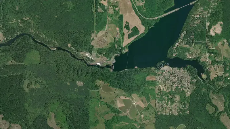 Satellite view of Mayfield Reservoir reservoir, Washington, United States