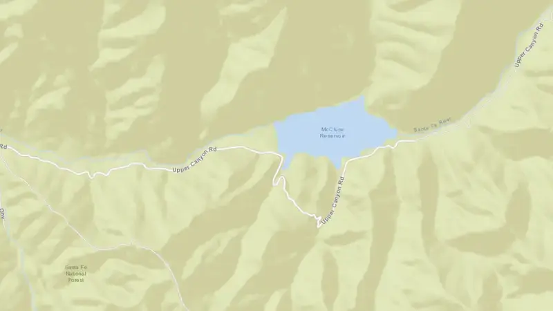 Road map of McClure Reservoir reservoir, New Mexico, United States