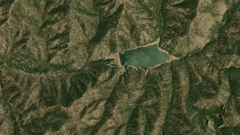 Satellite view of McClure Reservoir reservoir, New Mexico, United States