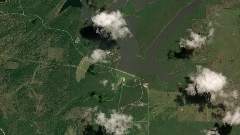 Satellite view of McGee Creek Reservoir reservoir, Oklahoma, United States