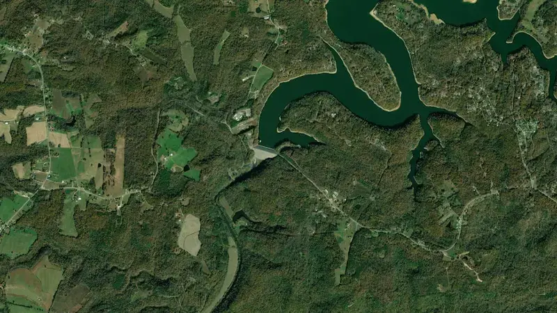 Satellite view of Nolin Lake reservoir, Kentucky, United States