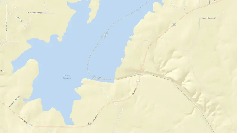 Road map of O. H. Ivie Reservoir reservoir, Texas, United States