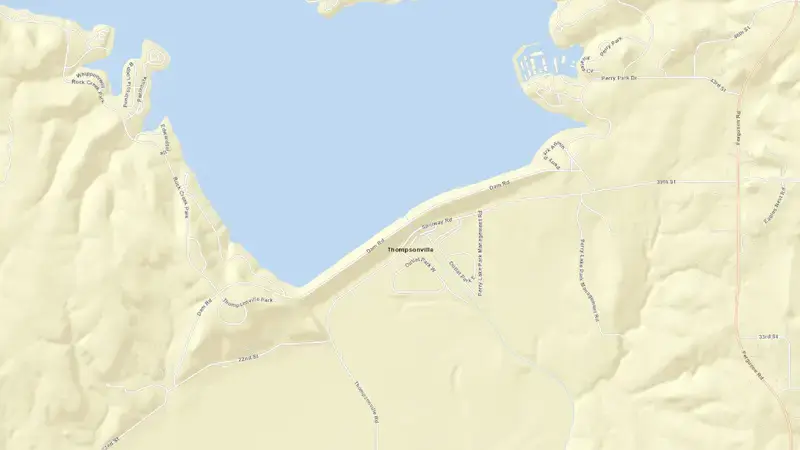 Road map of Perry Dam & Reservoir reservoir, Kansas, United States