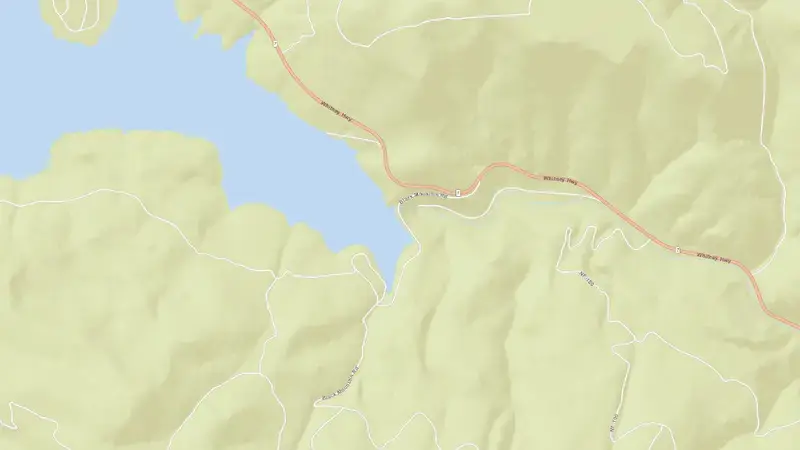 Road map of Phillips Lake and Mason Dam reservoir, Oregon, United States