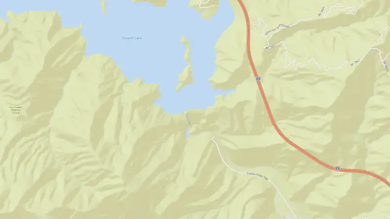 Road map of PYRAMID reservoir, California, United States