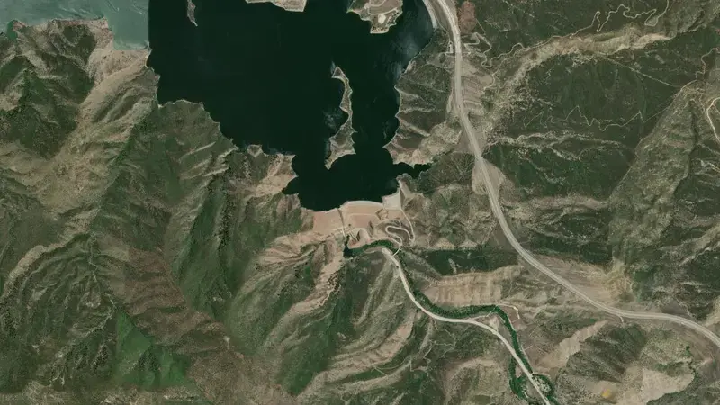 Satellite view of PYRAMID reservoir, California, United States