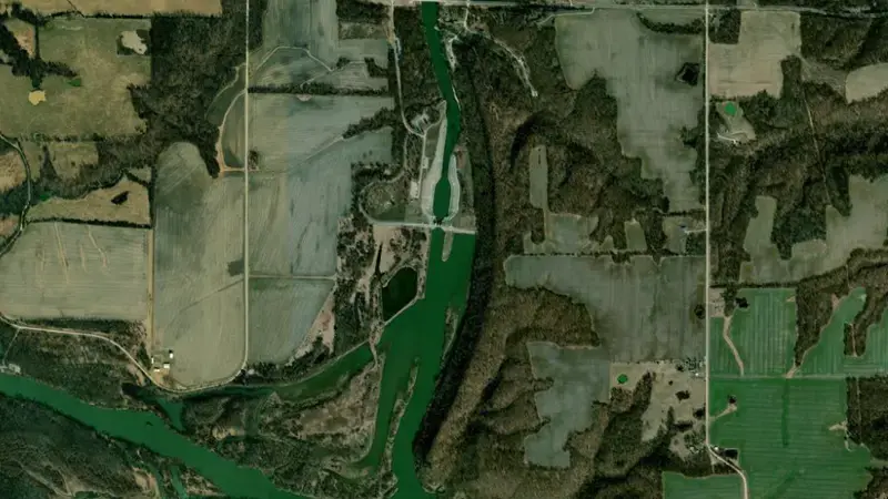 Satellite view of ReReg Pool reservoir, Missouri, United States
