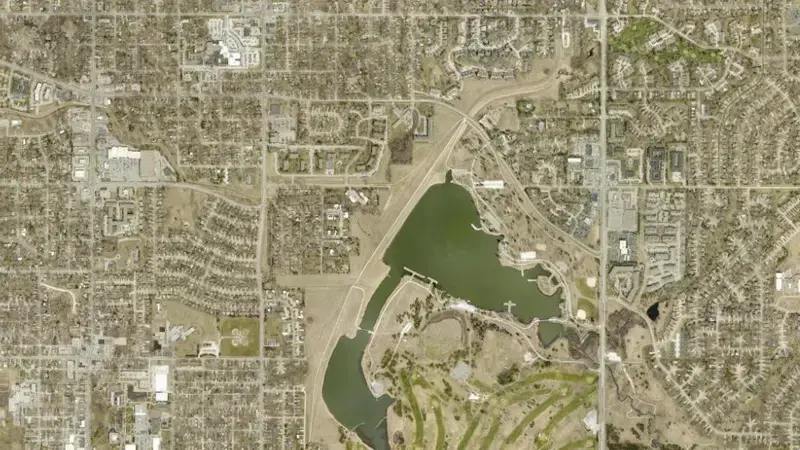 Satellite view of Salt Creek Dam 17 reservoir, Nebraska, United States