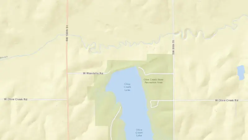 Road map of Salt Creek Dam 2 reservoir, Nebraska, United States