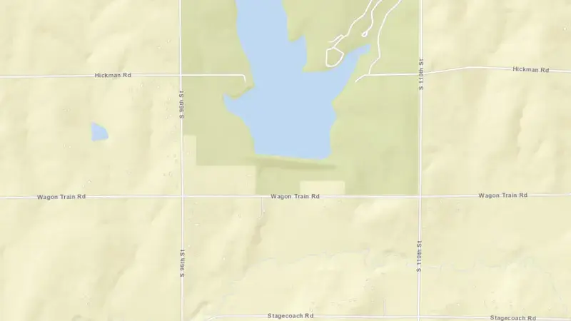 Road map of Salt Creek Dam 8 reservoir, Nebraska, United States
