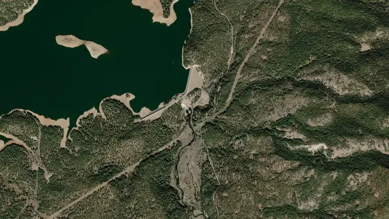 Satellite view of STAMPEDE reservoir, California, United States