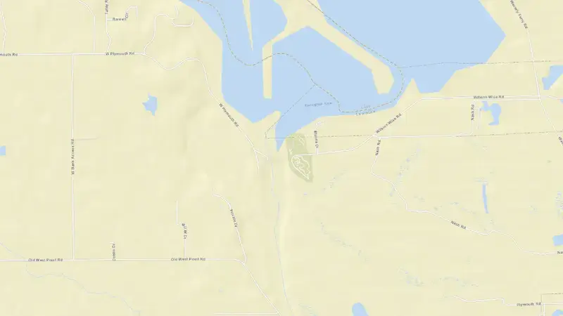 Road map of Stennis Lock and Dam reservoir, Mississippi, United States