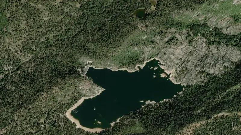 Satellite view of Strawberry Reservoir reservoir, California, United States