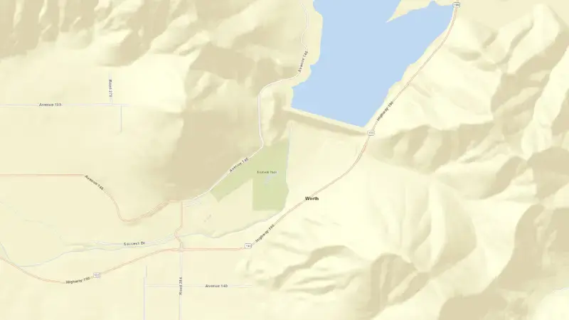 Road map of Success Lake reservoir, California, United States