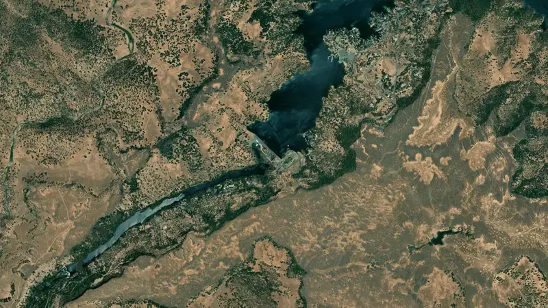 Satellite view of TULLOCH reservoir, California, United States