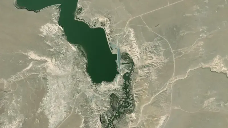 Satellite view of Weber Reservoir reservoir, Nevada, United States