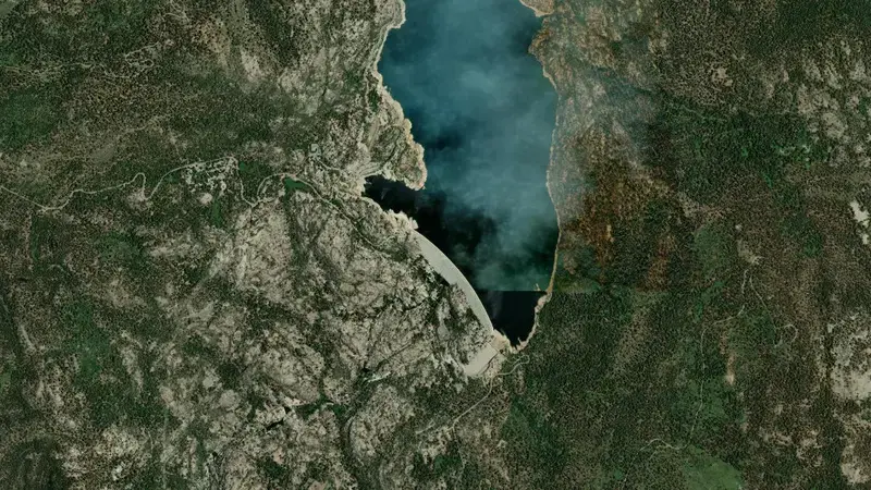 Satellite view of WISHON reservoir, California, United States