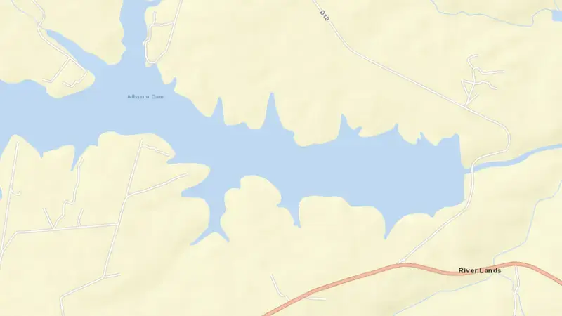 Road map of Albasini Dam reservoir, Limpopo, South Africa