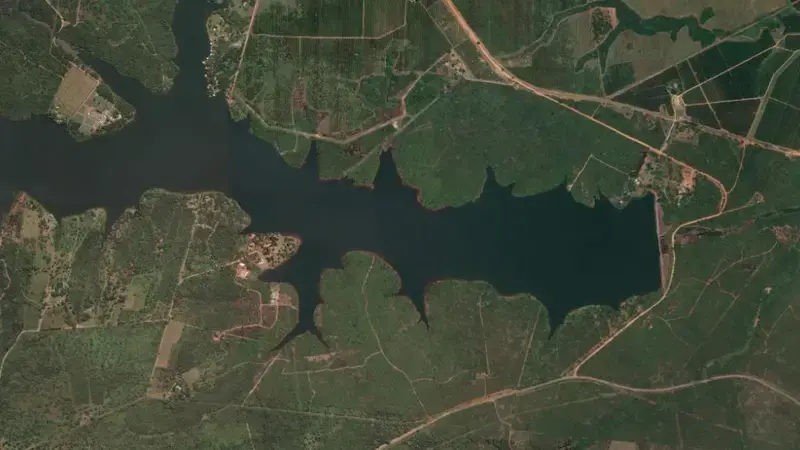 Satellite view of Albasini Dam reservoir, Limpopo, South Africa