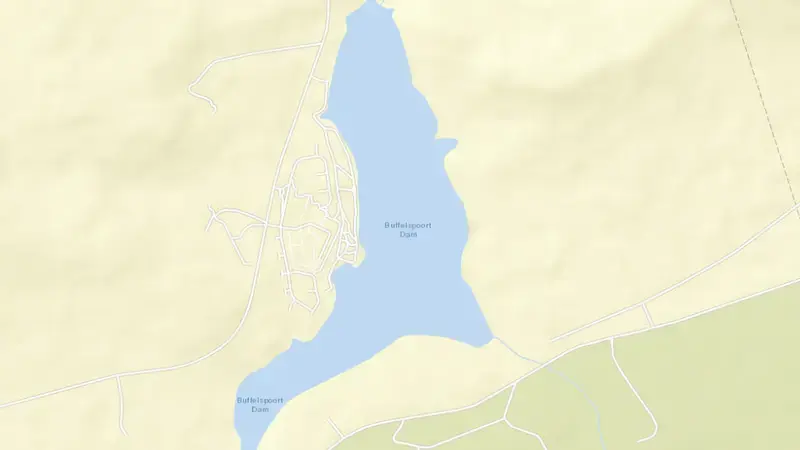Road map of Buffelspoort Dam reservoir, North West, South Africa