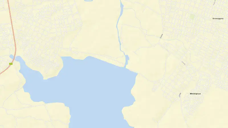 Road map of Driekoppies Dam reservoir, Mpumalanga, South Africa