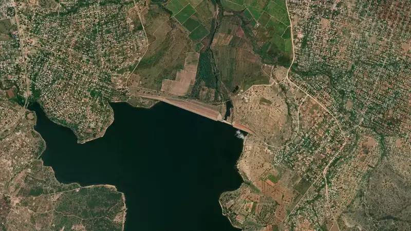 Satellite view of Driekoppies Dam reservoir, Mpumalanga, South Africa