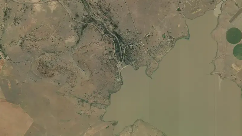 Satellite view of Erfenis Dam reservoir, Free State, South Africa
