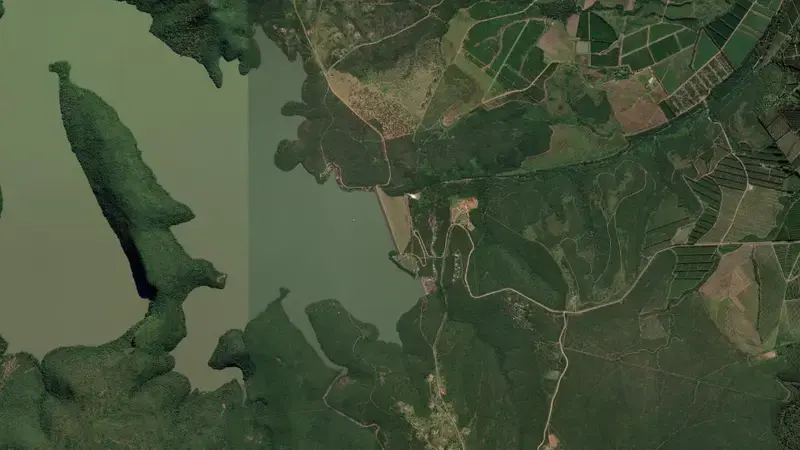 Satellite view of Goedertrouw Dam reservoir, KwaZulu-Natal, South Africa