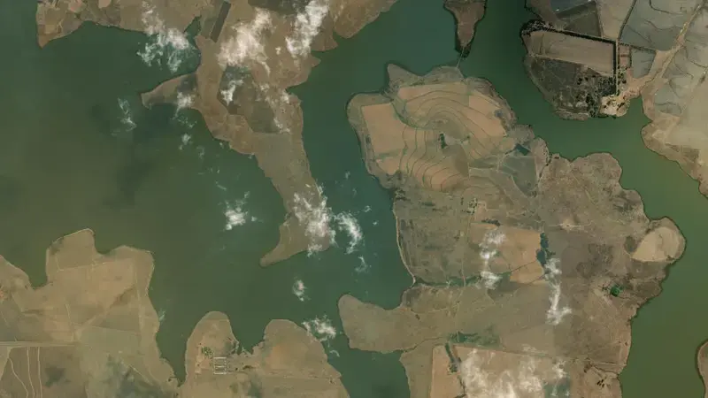 Satellite view of Grootdraai Dam reservoir, Mpumalanga, South Africa