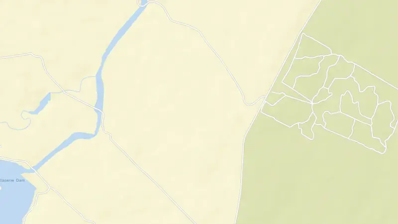 Road map of Klaserie Dam reservoir, Limpopo, South Africa