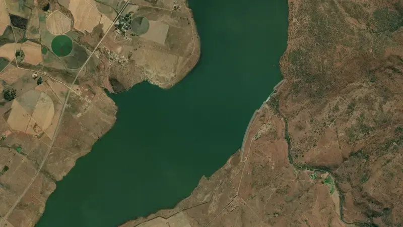 Satellite view of Kwena Dam reservoir, Mpumalanga, South Africa