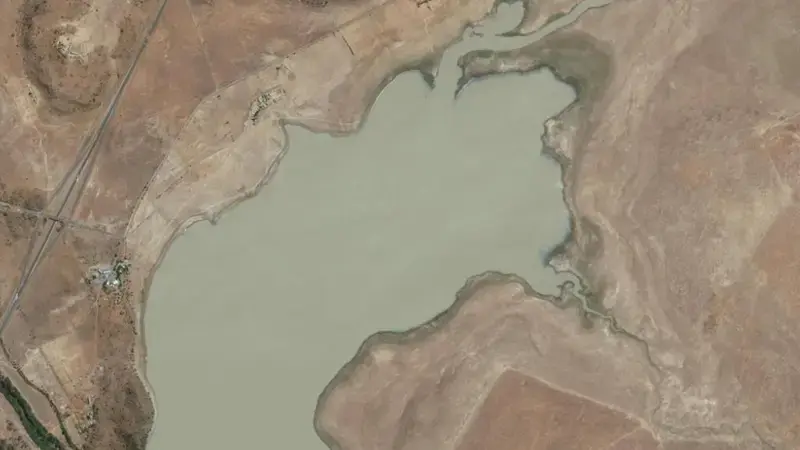 Satellite view of Tierpoort Dam reservoir, Free State, South Africa