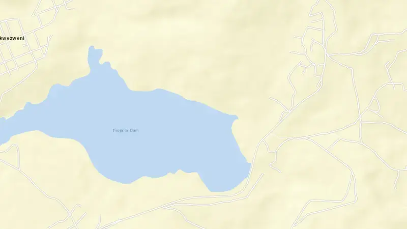Road map of Tsojana Dam reservoir, Eastern Cape, South Africa