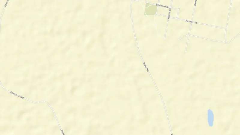 Road map of Allan Tannock Weir reservoir, Queensland, Australia