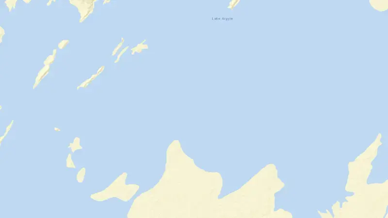 Road map of Argyle (Ord River) reservoir, Western Australia, Australia