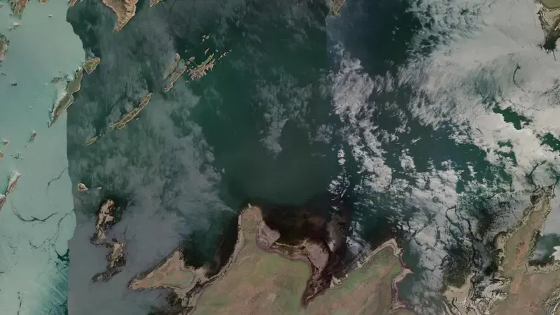 Satellite view of Argyle (Ord River) reservoir, Western Australia, Australia