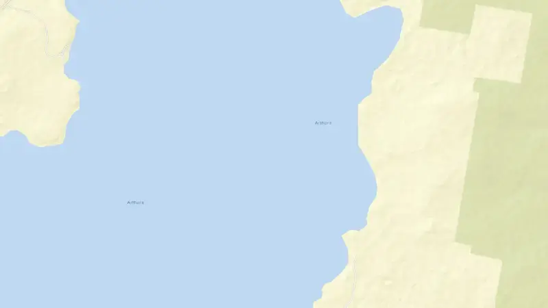 Road map of Arthurs Lake reservoir, Tasmania, Australia