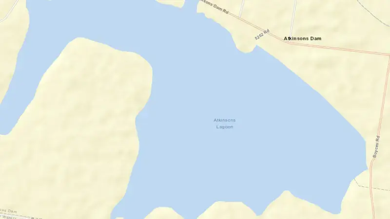 Road map of Atkinson reservoir, Queensland, Australia