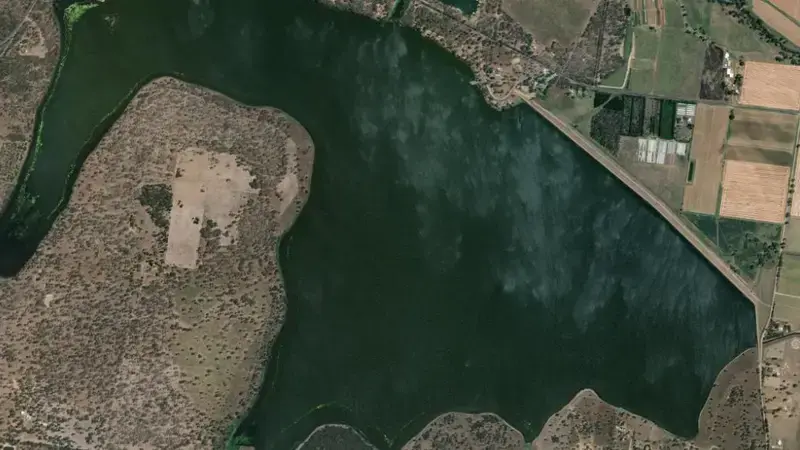 Satellite view of Atkinson reservoir, Queensland, Australia