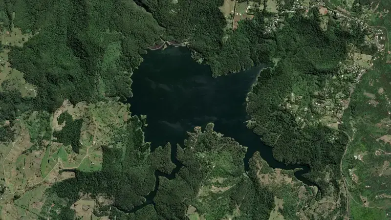 Satellite view of Baroon Pocket reservoir, Queensland, Australia