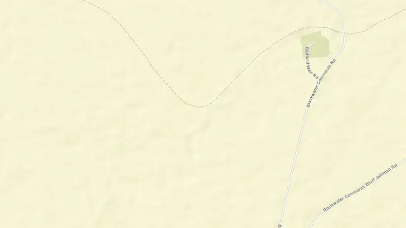 Road map of Bedford Weir reservoir, Queensland, Australia