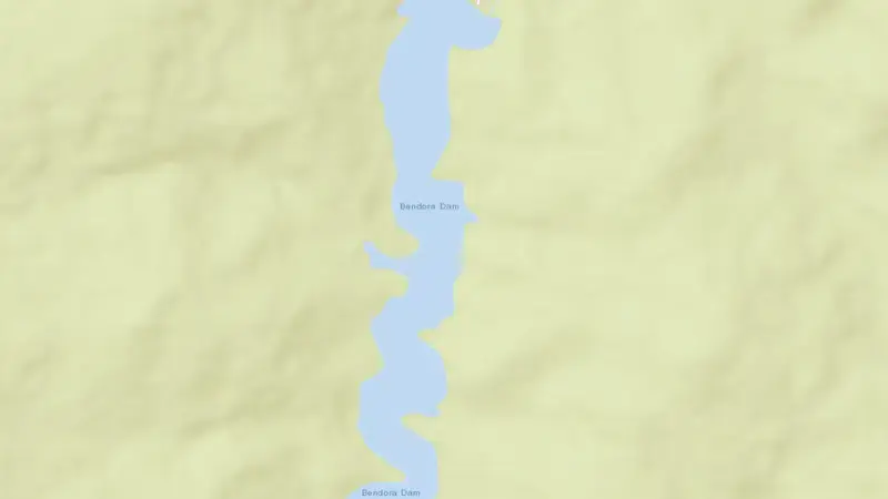 Road map of Bendora reservoir, Australian Capital Territory, Australia
