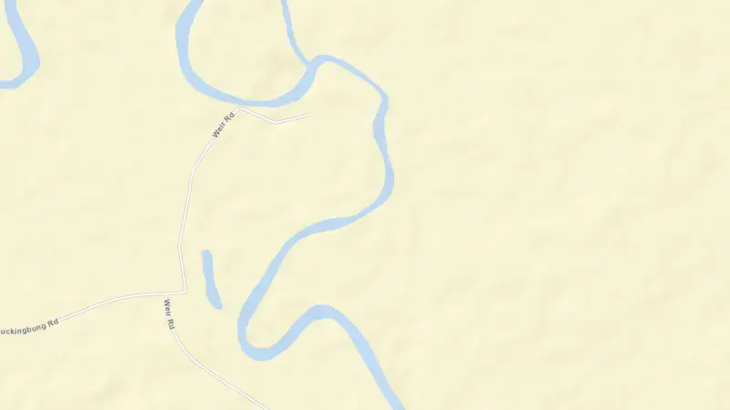 Road map of Berembed Weir reservoir, New South Wales, Australia
