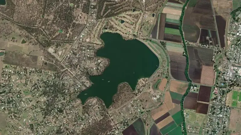 Satellite view of Bill Gunn reservoir, Queensland, Australia
