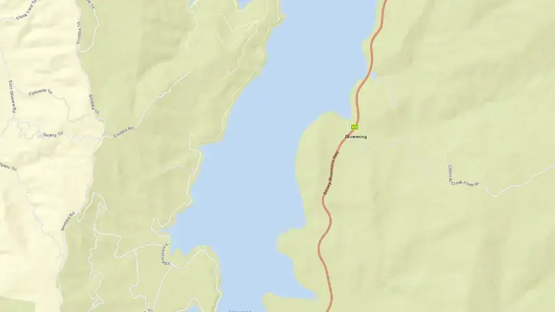 Road map of Blowering reservoir, New South Wales, Australia