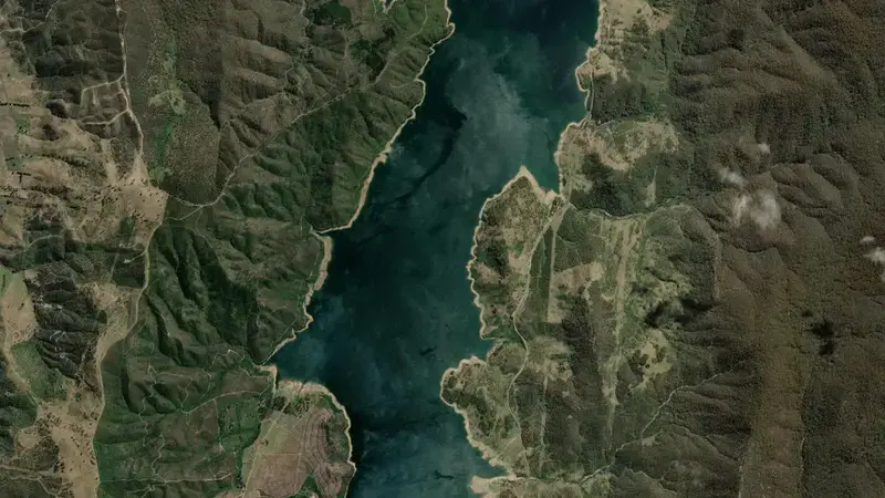 Satellite view of Blowering reservoir, New South Wales, Australia