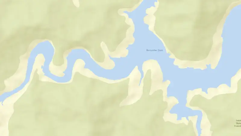 Road map of Borumba reservoir, Queensland, Australia