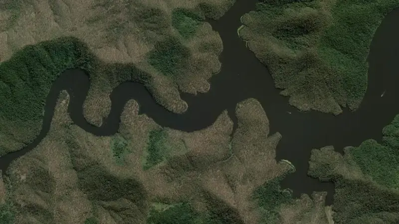 Satellite view of Borumba reservoir, Queensland, Australia